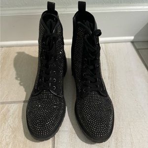 Steve Madden OZZY rhinestone combat boots
